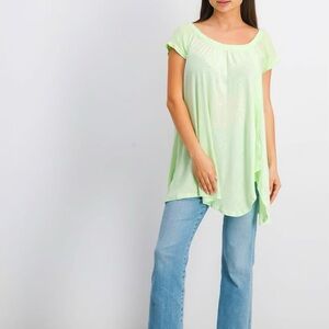 Free People Keep it Casual linen tee in Queen Green
